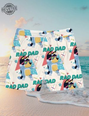 Rad Dad Hawaiian Set Summer Shirt Bluey Button Up Shirt Bluey Button Up Shirt Mens Unique revetee 3