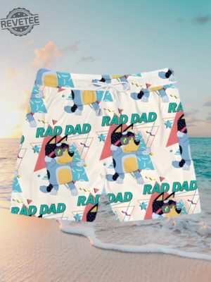 Rad Dad Hawaiian Set Summer Shirt Bluey Button Up Shirt Bluey Button Up Shirt Mens Unique revetee 3