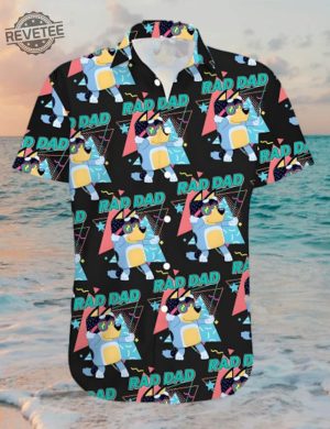 Rad Dad Hawaiian Set Summer Shirt Bluey Button Up Shirt Bluey Button Up Shirt Mens Unique revetee 5