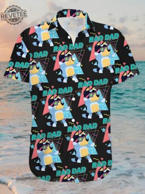 Rad Dad Hawaiian Set Summer Shirt Bluey Button Up Shirt Bluey Button Up Shirt Mens Unique revetee 5