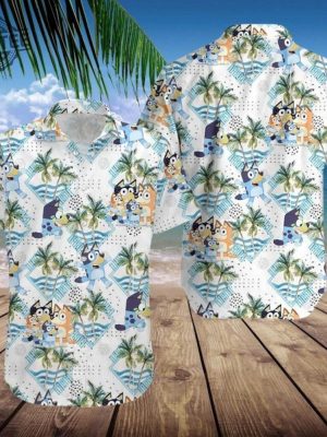 Bluey Family Hawaiian Shirt Bluey Beach Summer Shirt Bluey Button Up Shirt Bluey Button Up Shirt Mensunique revetee 2