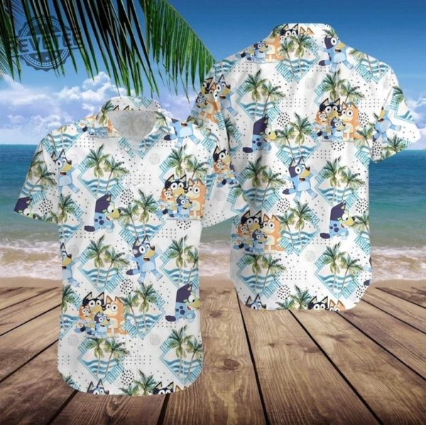 Bluey Family Hawaiian Shirt Bluey Beach Summer Shirt Bluey Button Up Shirt Bluey Button Up Shirt Mensunique revetee 2