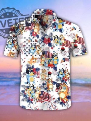 Bluey Hawaiian Shirt Bluey 4Th Of July Bluey Summer Family Hawaiian Shirt Cartoon Shirt Bluey Mens Hawaiian Shirt Unique revetee 2