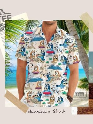 Blueydad Rad Dad Hawaiian Shirt Bluey Family Shirt Cool Dad Club Shirt Dad Birthday Gift Bluey Shirt Bluey Mens Hawaiian Shirt Unique revetee 2