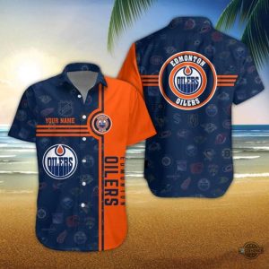 custom nhl 2024 edmonton oilers hawaiian shirt retro button up shirts and shorts trendy hockey gift laughinks 1