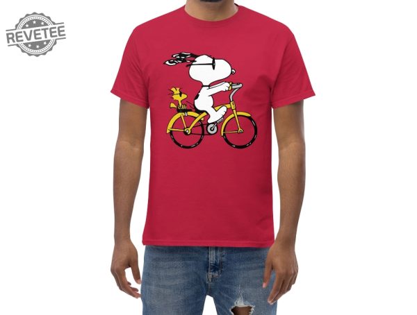 Peanuts Snoopy Woodstock Riding Bike Shirt Anniversary Shirt Happy Monday Snoopy Snoopy Thank You Snoopy Summer Images Unique revetee 1