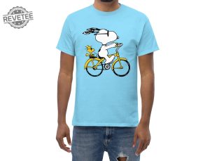 Peanuts Snoopy Woodstock Riding Bike Shirt Anniversary Shirt Happy Monday Snoopy Snoopy Thank You Snoopy Summer Images Unique revetee 5