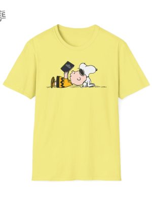 Peanuts Snoopy Charlie Brown Reading Anarchists Cookbook Tribute Unisex Softstyle Tshirt Happy Monday Snoopy Thank You Unique revetee 4