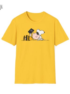 Peanuts Snoopy Charlie Brown Reading Anarchists Cookbook Tribute Unisex Softstyle Tshirt Happy Monday Snoopy Thank You Unique revetee 6