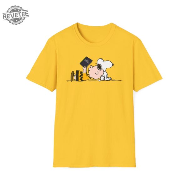 Peanuts Snoopy Charlie Brown Reading Anarchists Cookbook Tribute Unisex Softstyle Tshirt Happy Monday Snoopy Thank You Unique revetee 6