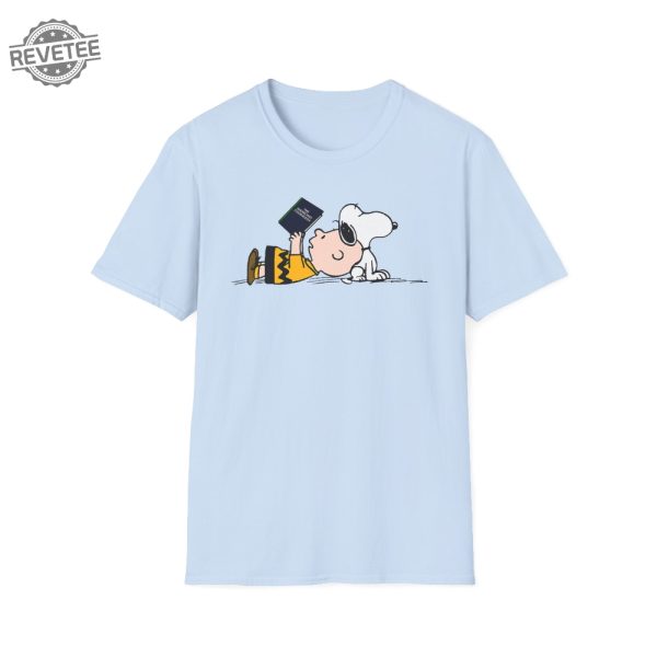 Peanuts Snoopy Charlie Brown Reading Anarchists Cookbook Tribute Unisex Softstyle Tshirt Happy Monday Snoopy Thank You Unique revetee 7