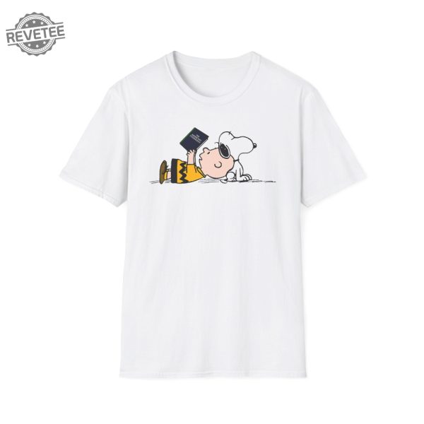 Peanuts Snoopy Charlie Brown Reading Anarchists Cookbook Tribute Unisex Softstyle Tshirt Happy Monday Snoopy Thank You Unique revetee 8