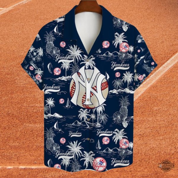 customized new york yankees coconut tree hawaiian shirt and shorts 2024 trendy summer fashion laughinks 1