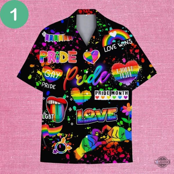 vibrant rainbow pride hawaiian shirt and shorts lgbtq aloha beach button up shirts trending summer gift laughinks 1