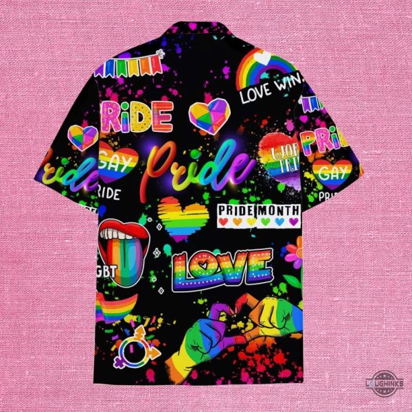 vibrant rainbow pride hawaiian shirt and shorts lgbtq aloha beach button up shirts trending summer gift laughinks 2