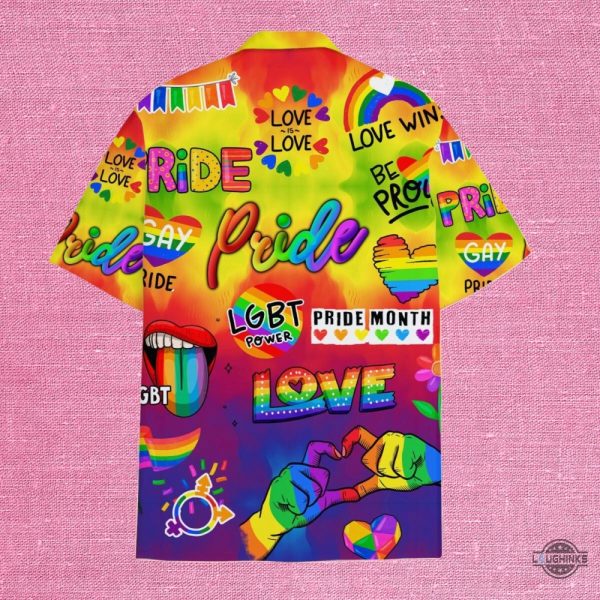 vibrant rainbow pride hawaiian shirt and shorts lgbtq aloha beach button up shirts trending summer gift laughinks 4
