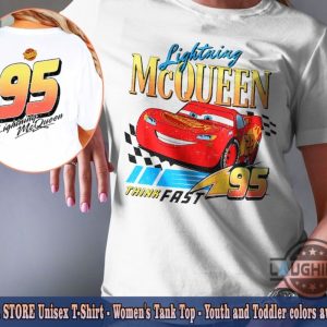 retro lightning mcqueen shirt for kids and adults think fast disney cars 95 vintage 2 sided shirts trendy lightning mcqueen tee laughinks 3