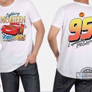 retro lightning mcqueen shirt for kids and adults think fast disney cars 95 vintage 2 sided shirts trendy lightning mcqueen tee laughinks 4
