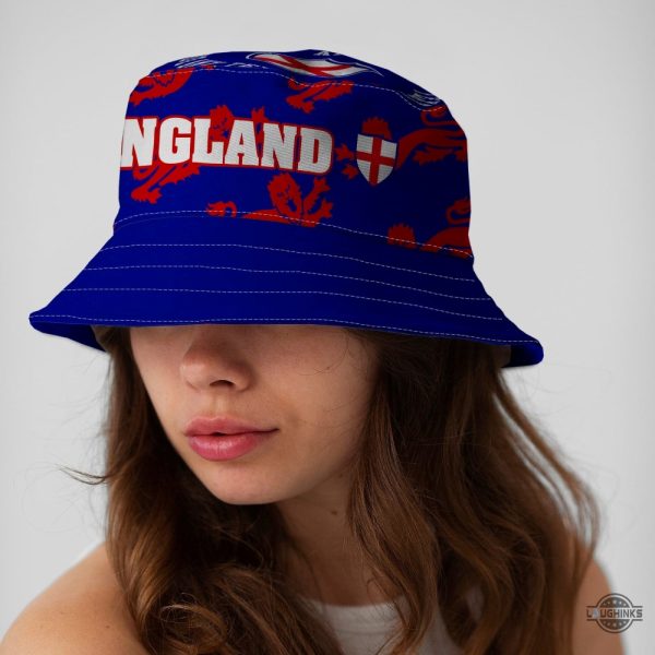 england bucket hat football blue lions all over print hats world cup soccer fan gear laughinks 2