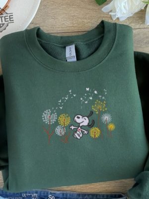 Summer With Dandelions Embroidered Crewneck Sweatshirt Summer With Dandelions Snoopy Embroidered Shirt Hoodie Unique revetee 7