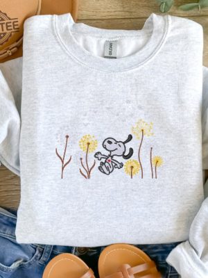 Summer With Dandelions Embroidered Crewneck Sweatshirt Summer With Dandelions Snoopy Embroidered Shirt Hoodie Unique revetee 8