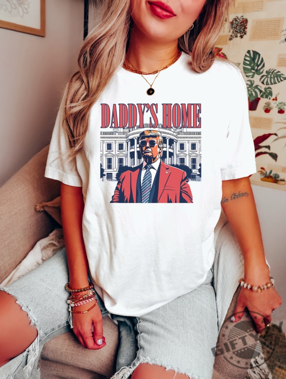 Daddys Home White House Trump 2024 4Th Of July Shirt