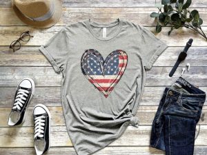 American Flag Heart 4Th Of July Shirt giftyzy 3