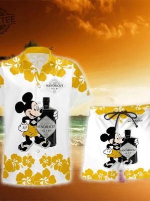 Hendricks Gin Mickey Mouse Hibiscus Hawaiian Shirt Hendricks Gin Mickey Mouse Hawaiian Shirt Unique revetee 2