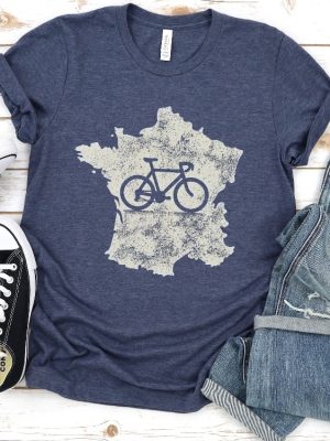 Tour De France Weathered France Bike Silhouette T Shirt For Cycling Enthusiasts revetee 2