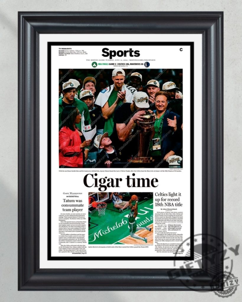 2024 Boston Celtics Championship Glory Cigar Time Poster Canvas giftyzy 1