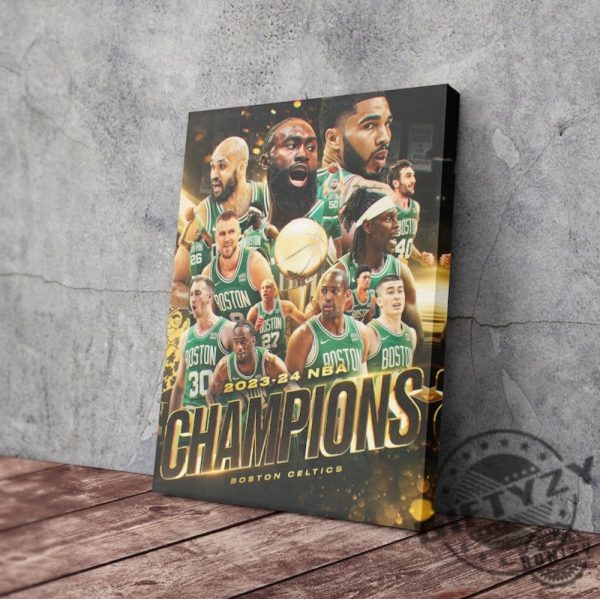 Boston Celtics 2024 Nba Championship Canvas Wall Art Home Decor Framed Poster Print giftyzy 2