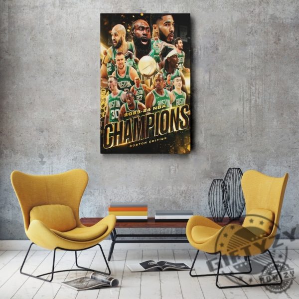 Boston Celtics 2024 Nba Championship Canvas Wall Art Home Decor Framed Poster Print giftyzy 5