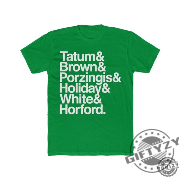 Boston Celtics Player Names Jayson Tatum Jaylen Brown Porzingis Parade Shirt giftyzy 2