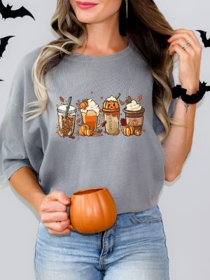 Fall Coffee Pumpkin Shirt Halloween Coffee Latte Shirt Fall Shirt Retro Halloween Shirt Pumpkin Shirt Hoodie Unique revetee 3