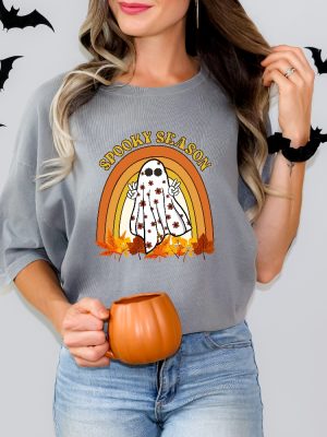 Retro Halloween Spooky Season Shirt Cute Ghost Fall Rainbow Shirt Autumn Halloween Shirt Unique revetee 2