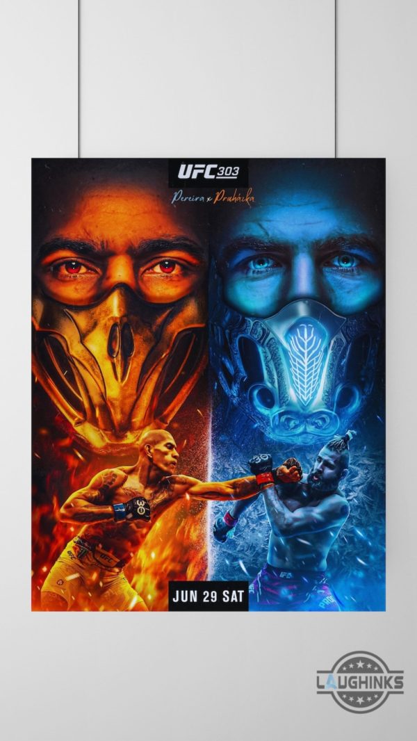 alex pereira vs jiri prochazka knockout ufc 303 framed poster printed on canvas