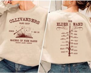 Twosided Ollivanders Wand Shop Book Nerd Tshirt Wizard Book Shop Hoodie Magic Wand Sweatshirt Hp Fan Gift Universal Trip Shirt giftyzy 2