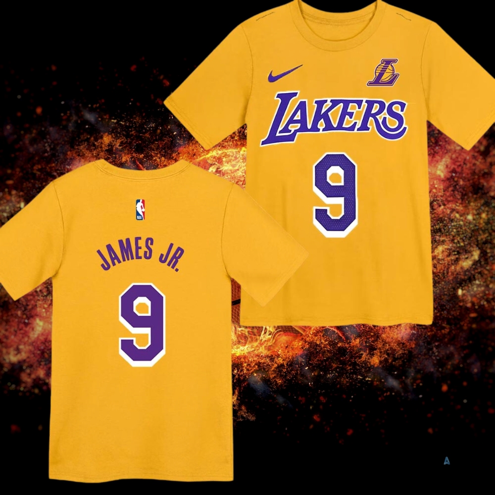 Nike Bronny James Lakers Jersey Number 9 Cosplay T Shirt Sweatshirt Hoodie Los Angeles Lakers Swingman Nba 2024 Draft Gold James Jr Shirts