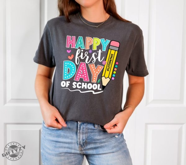 Happy First Day Of School Shirt Teacher Pencil Shirt Teacher Gift giftyzy 2