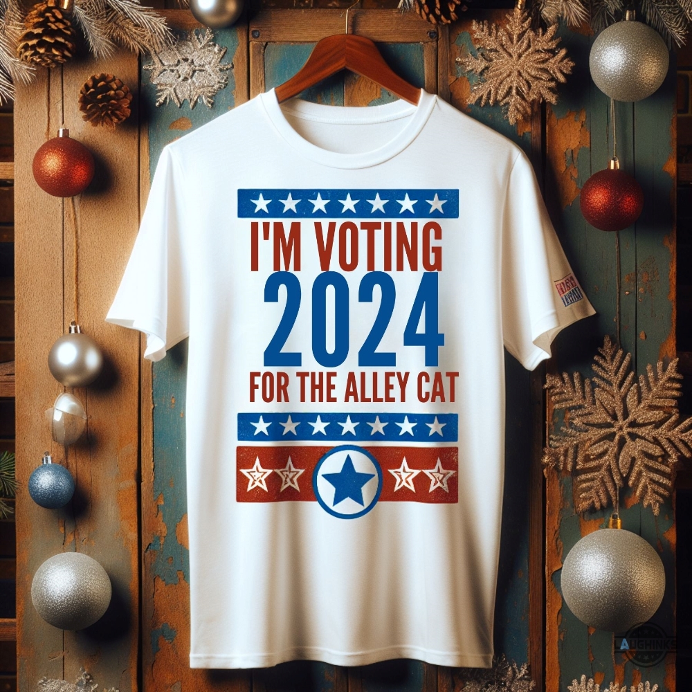 im voting for the alley cat 2024 shirt funny donald trump joe biden presidental election shirts laughinks 1