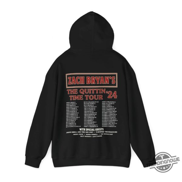 Zach Bryan Hoodie Quittin Time Tour Zach Bryan 2024 Tour Hoodie Sweatshirt Country Music trendingnowe 1