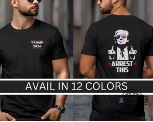 trump middle finger shirt arrest this donald trump 2 sided t shirt sweatshirt hoodie 2024 maga republican gift laughinks 2