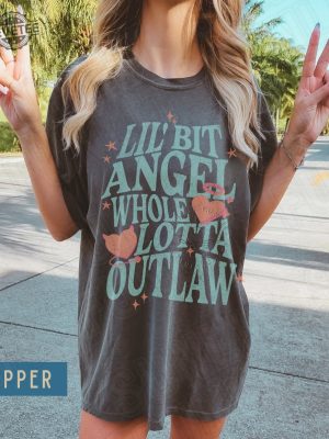 Little Bit Angel Whole Lotta Outlaw Shirt Long Live Cowgirls Morgan Wallen T Shirt Songs By Morgan Wallen Shirt Cowgirl Lyrics Shirt revetee 2