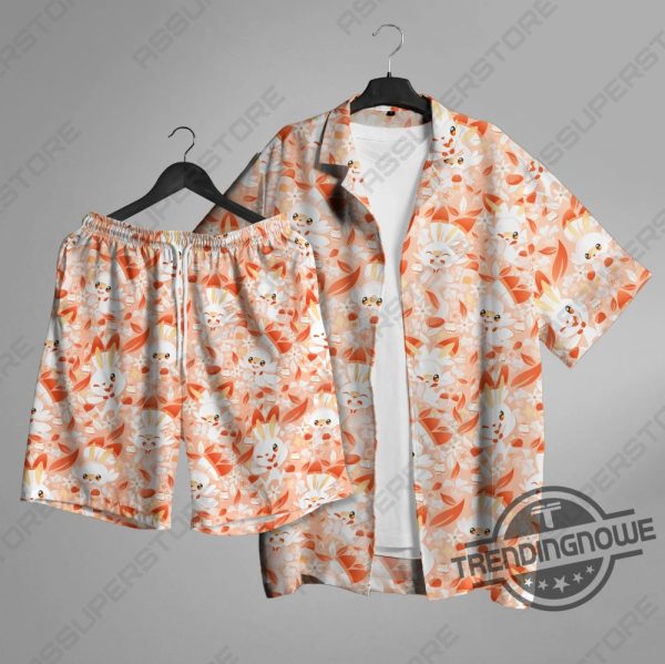 Scorbunny Fire Hawaiian Shirt Scorbunny Button Up Shirt Gift Pokemon Hawaiian Shirt trendingnowe 1