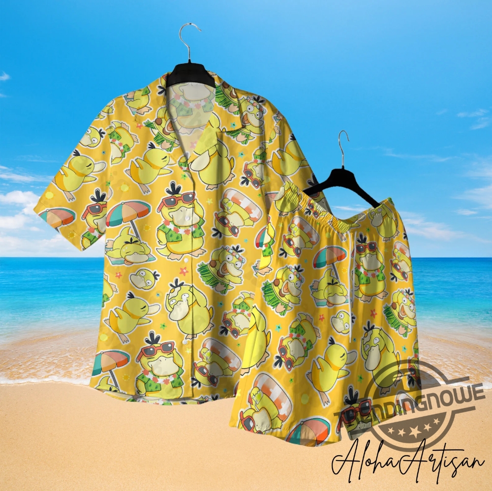 Psyduck Hawaii Shirt Cute Water Type Aloha Shirt Beach Psyduck Shirt Anime Shirt Pokemon Hawaiian Shirt