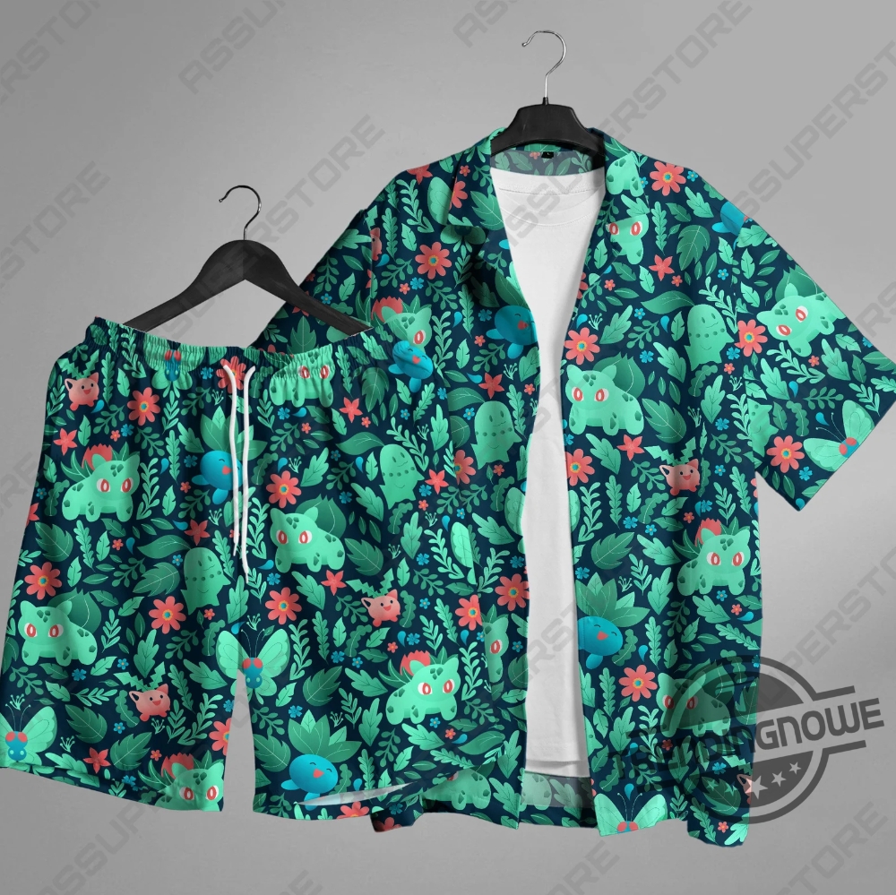 Bulbasaur Oddish Hawaiian Shirt Japanese Anime Hawaii Shirt Gift Pokemon Hawaiian Shirt