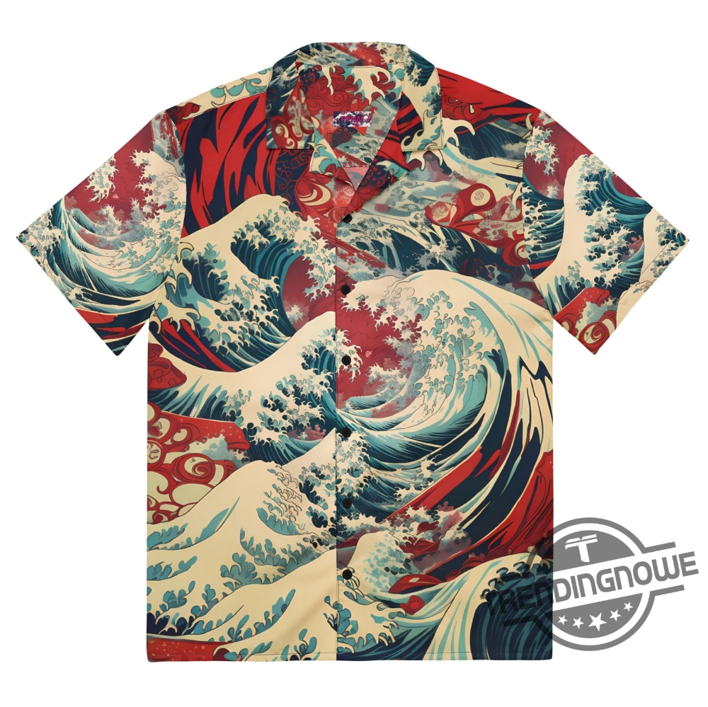 Red Horizon Waves Hawaiian Shirt Lightweight Button Up Shirt