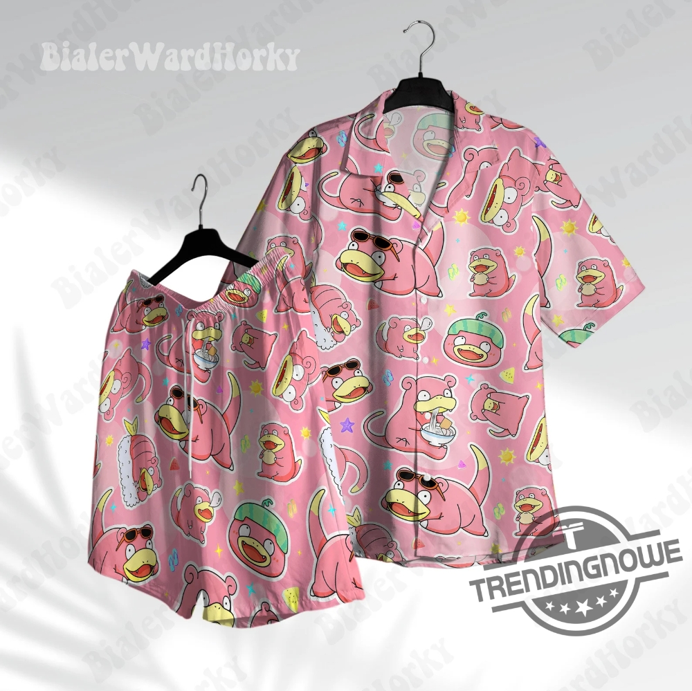 Slowpoke Cute Hawaiian Shirt Shorts Water Type Aloha Shirt Food Shirt Anime Shirt Pokemon Hawaiian Shirt