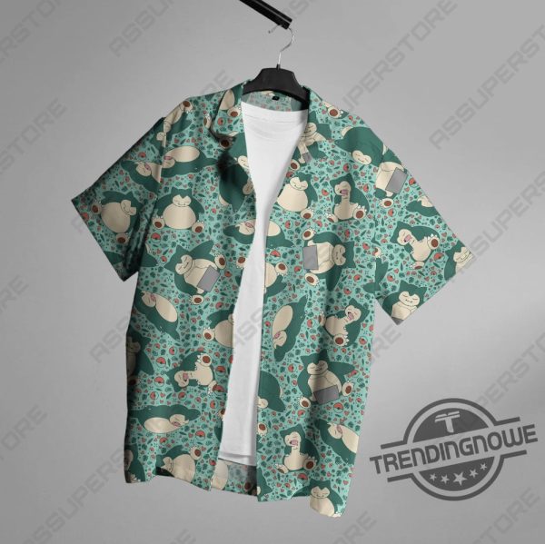 Snorlax Hawaiian Button Up Shirt Japanese Anime Hawaii Shirt Gift Pokemon Hawaiian Shirt trendingnowe 2