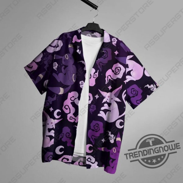 Espeon Umbreon Hawaiian Button Up Shirt Espeon Hawaiian Shirt Umbreon Shirt Gift Pokemon Hawaiian Shirt trendingnowe 2